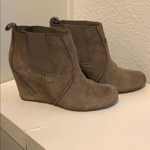 Taupe suede wedge booties 8M